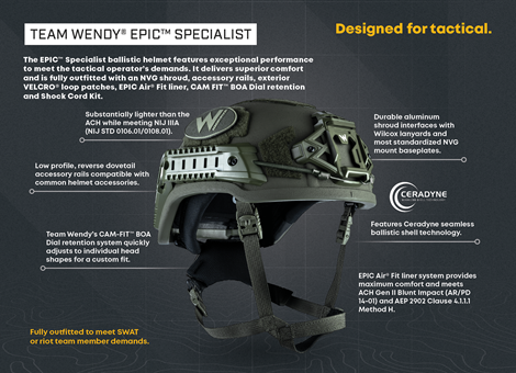 Team Wendy EPIC™ Specialist Ballistic Law Enforcement Helmet Team Wendy EPIC™ Specialist Ballistic Law Enforcement Helmet